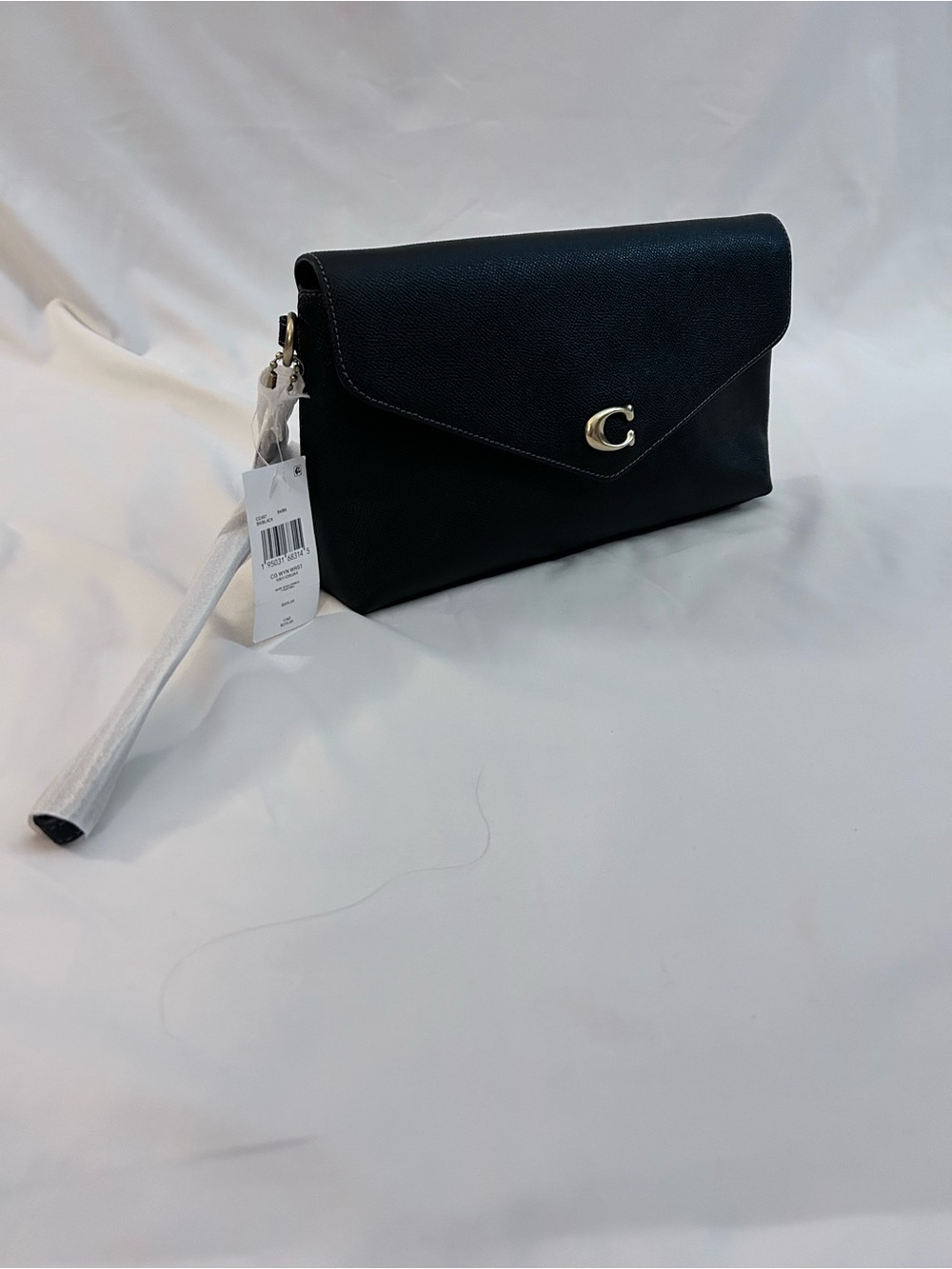 Coach Black Leather Envelope Wristlet Clutch